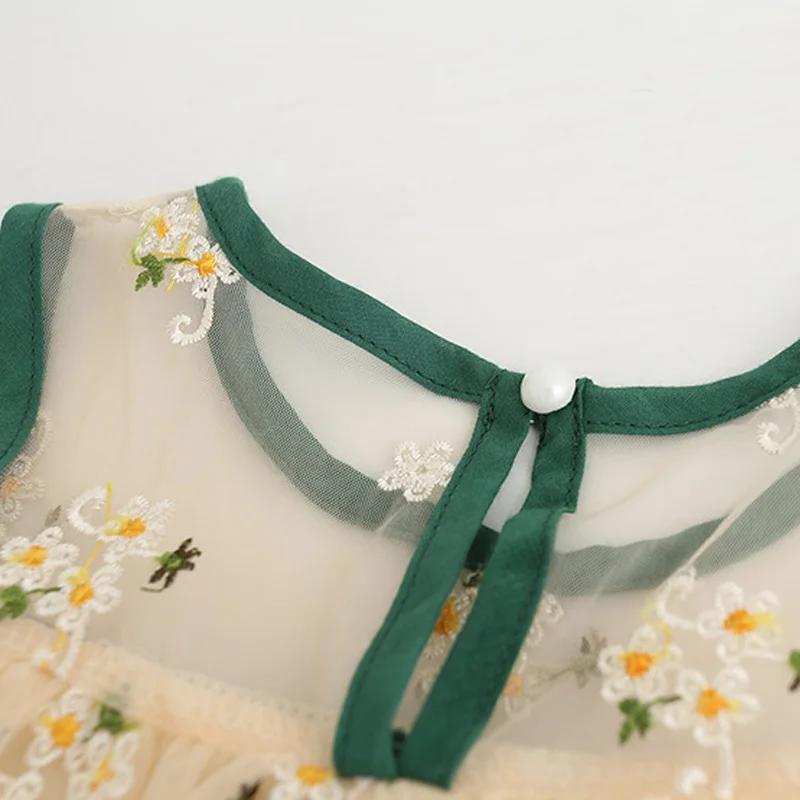 2017 новый prinsess платье девушки лето vestidos infantil рукавов цветок вышивка кружева сетки