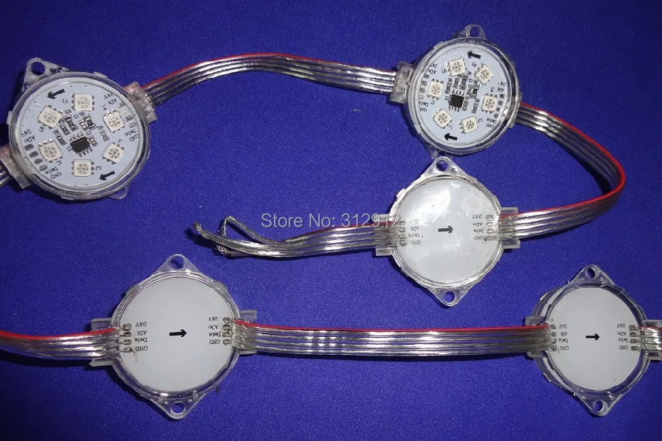 

20 шт. DC24V WS2821A DMX512 пиксельный модуль с прозрачной крышкой; 6 шт. 5050 светодиодов внутри; 1,44 Вт; 42 мм диаметр