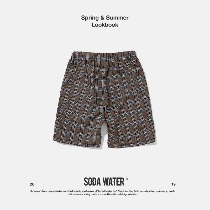 Мужские спортивные шорты SODA WATER повседневные в клетку с эластичной резинкой на