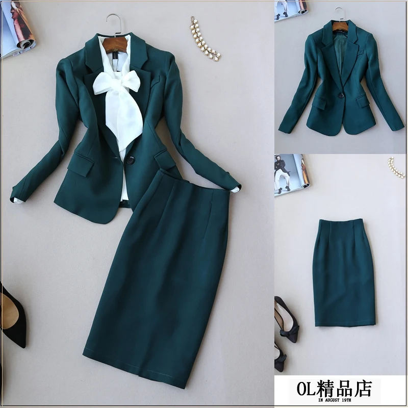 Женский костюм корейский стиль юбка до колен|fashion skirt suits|skirt suitfashion women suits |