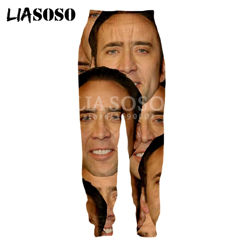 LIASOSO, 3d принт, мужские, женские спортивные штаны, Николя, клетка, сумасшедшие, забавные, пялятся на вас, повседневные тренировочные штаны, джоггеры, крутые штаны, X1397