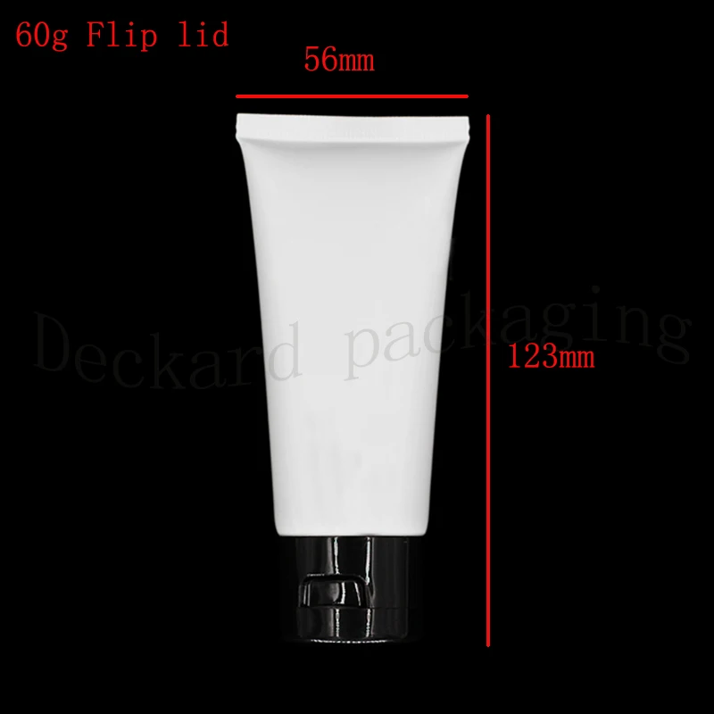 50pcs 60g White Empty Soft Tube Bottle For Lotion Cream ,Shampoo ,Facial Cleaner Handcream , Horse Bottles Container Flip cap