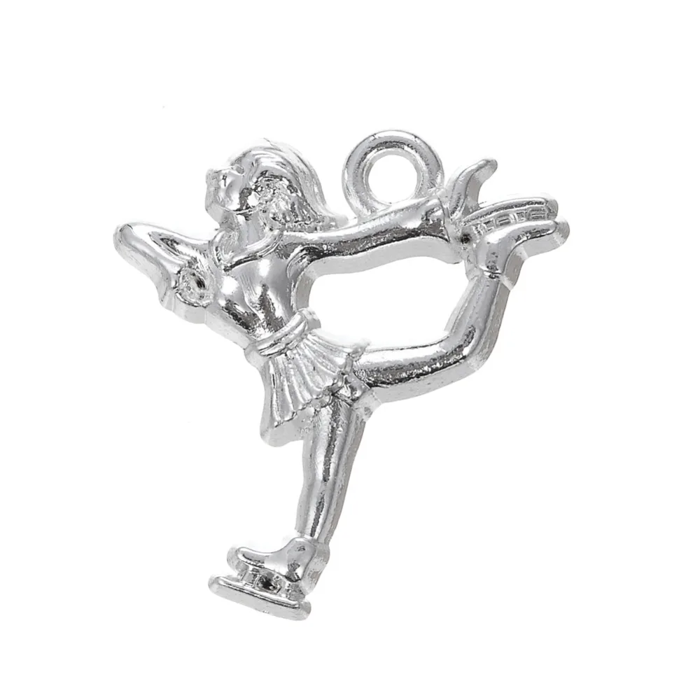 

silver plated girl figure skating charm