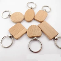 dhlfree 800pcs diy blank wooden keychain rectangle heart round ellipse carving keyring wood key chains