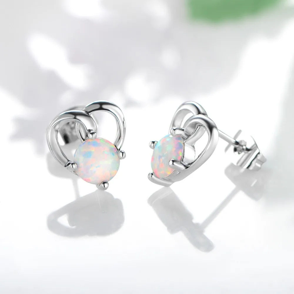 Angel girl fashion sweet heart October birthstone opal earrings women's Christmas and birthday gifts free shipping E18122020 | Украшения