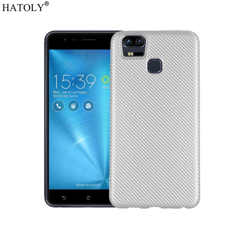 HATOLY Capa For Asus Zenfone 3 Zoom ZE553KL Case Soft TPU Rugged Carbon Fiber Cover |
