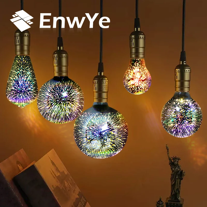 EnwYe светодиодный светильник лампы E27 3D светодиодные украшения 110 В 220 праздничные s