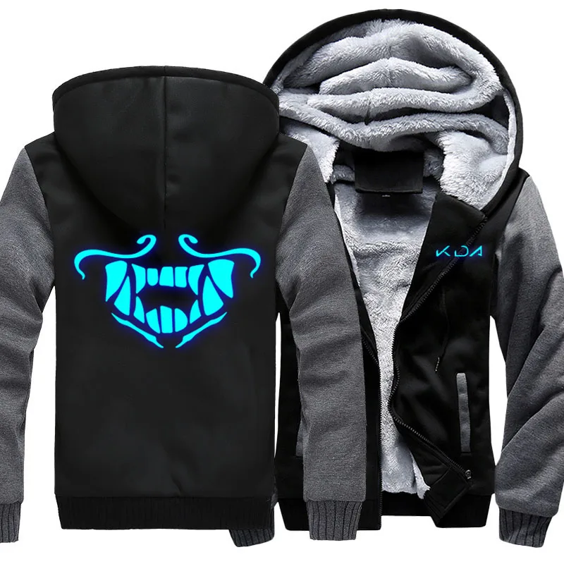 Игра KDA K/DA Akali маска светящаяся толстовка с капюшоном мужская куртка Верхняя одежда толстые зимние теплые толстовки с капюшоном Размер США