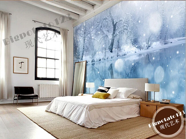 Custom 3D large murals beautiful dream lake forest snow living room sofa TV wall bedroom background paper | Обустройство дома