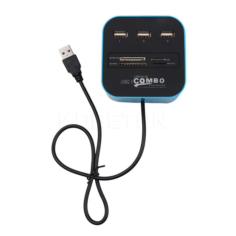 Kebidu 3 порта usb-хаб кард-ридер мульти USB разветвитель 7 в 1 Поддержка Micro TF SD M2 MS SDHC MMC карта usb-хаб 2,0 для портативных ПК