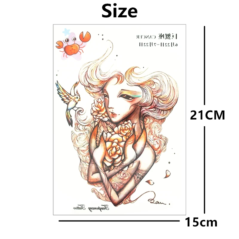 Новый дизайн 12 знаков зодиака временное боди арт наклейки для татуировок 21*15 см