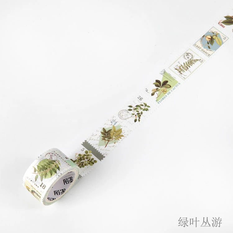 Vintage Stamp Series European Flower Plant Decorative Adhesive Tape Masking Washi Tape DIY Scrapbooking Sticker Label stationery - Цвет: 2