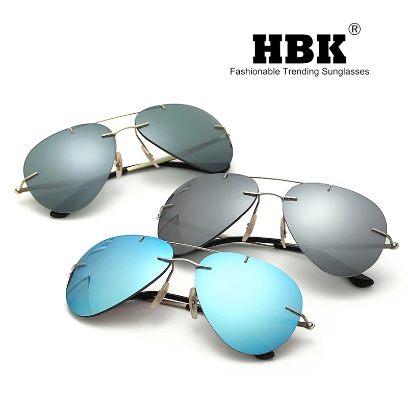 Солнцезащитные очки авиаторы HBK PM0077 без оправы поляризационные ультралегкие