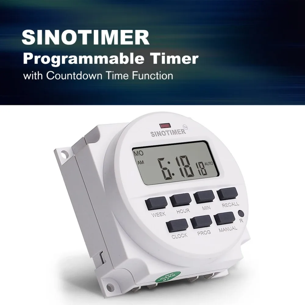 SINOTIMER TM618N 2 220 В LCD Цифровой AC программируемый таймер с UL указанным реле внутри