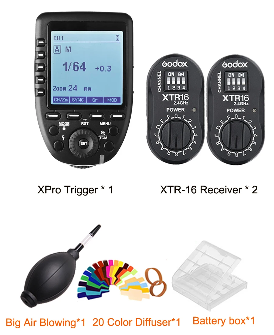 Вспышка Godox Xpro C/N/S/F/O/P TTL HSS триггер + 2 шт. приемник для AD360 II /DE/QT/DP/QS/GS/SK/студийная
