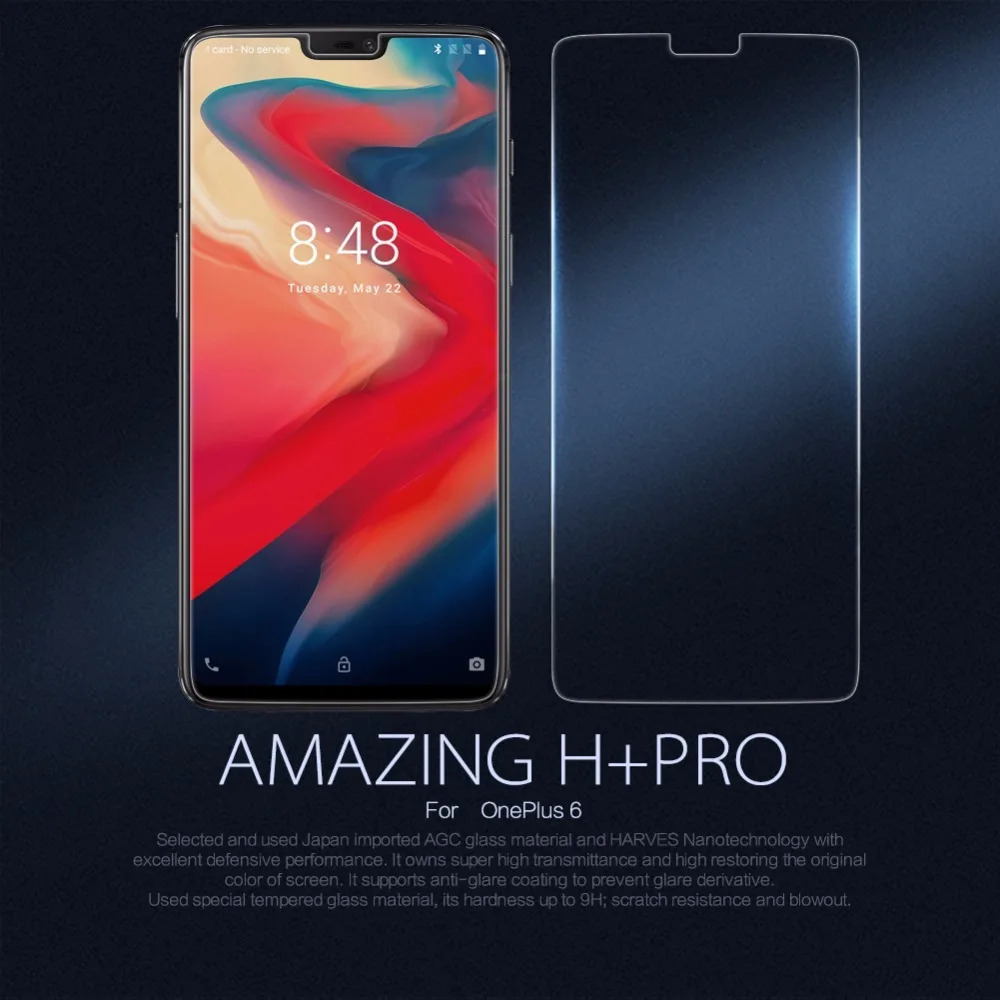 

NILLKIN OnePlus 6 закаленное стекло OnePlus 6 стеклянная Защитная пленка для экрана Amazing H + Pro 0,2 мм