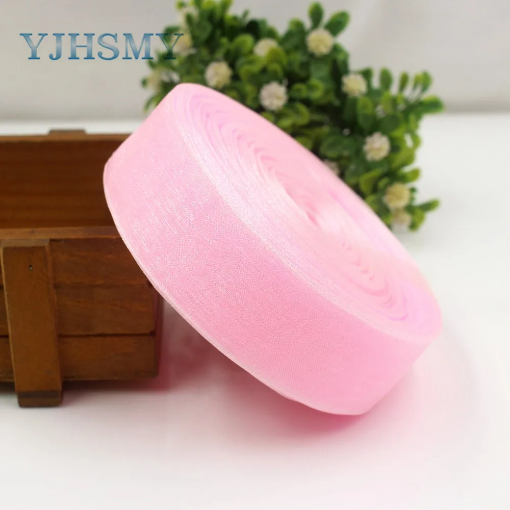 YJHSMY K-18615-25MM 1 рулон (50 ярдов) 25 мм чистый цвет прозрачная пряжа плетение Свадебные