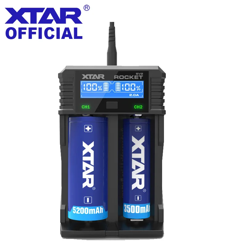 XTAR SV2 Быстрая зарядка 2А 18650 зарядное устройство для AA AAA Li-Ion Ni-MH 18650 Зарядное устройство USB XTAR