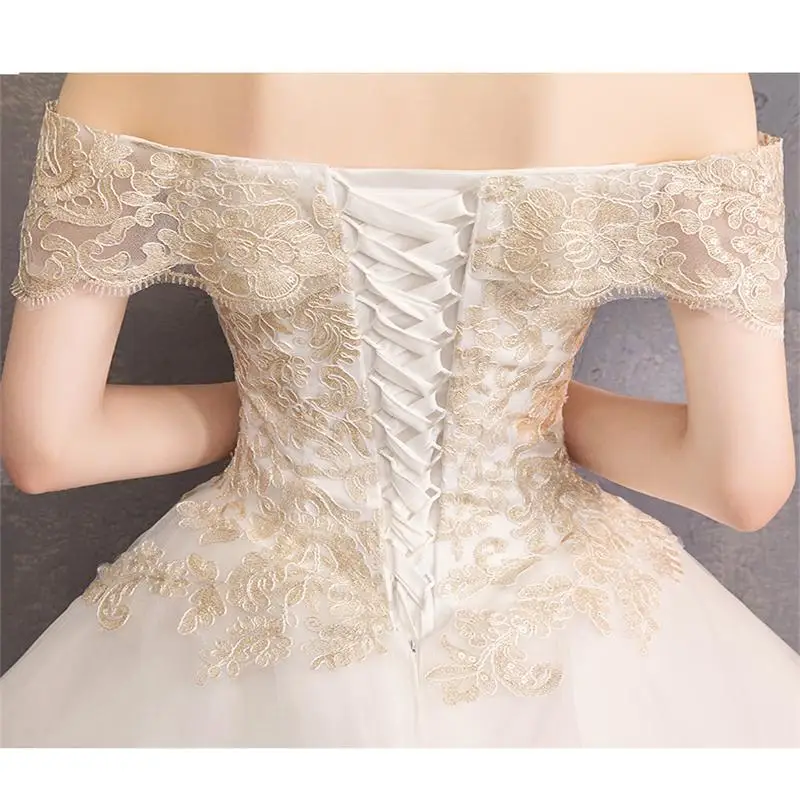 Robe De Mariee Grande Tail 2019 Новые Элегантные платья принцессы с открытыми плечами Vestido Novias