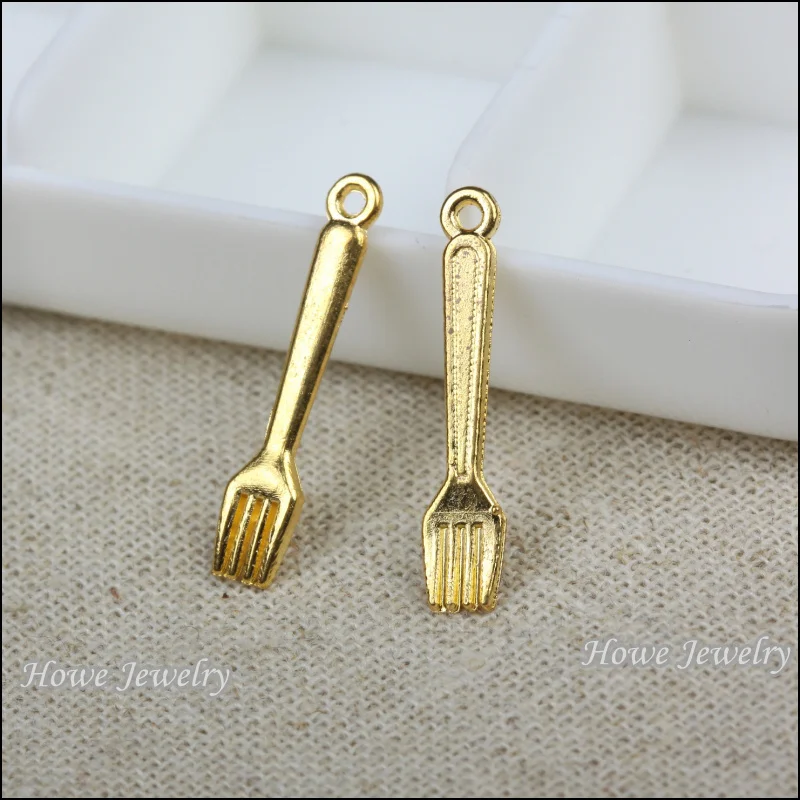 45pcs pendant fork gold color alloy Pendant european Style jewelry findings C035 | Украшения и аксессуары
