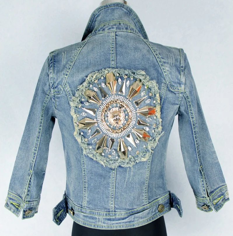 Новинка модные женские джинсы со звездами в стиле панк с шипами поднятыми