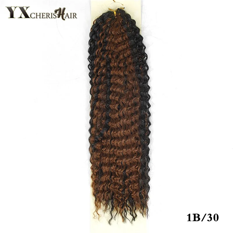 YXCHERISHAIR, 18 дюймов, вязанные крючком косички, афро, кудрявые, крученые, синтетические, Омбре, косички, волосы для наращивания, черные, Marly - Цвет: T1B/30