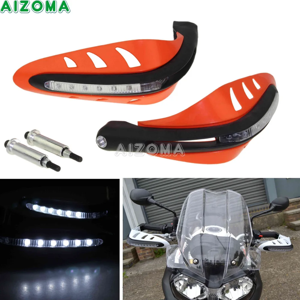 

Orange Motocross Universal 7/8" Handguards Protector w/ LED Signal Light 22mm Dirt Pit Bike Hand Guards for EXC SX-f XC-W SX