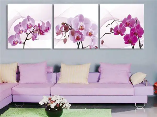 3 Панели настенное искусство моль изображение орхидеи картина маслом холст без