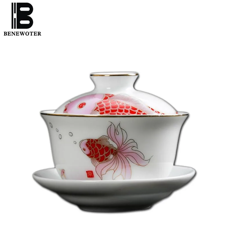 Бутики 120 мл Цзиндэчжэнь керамические белые фарфоровые изделия расписанную Карп
