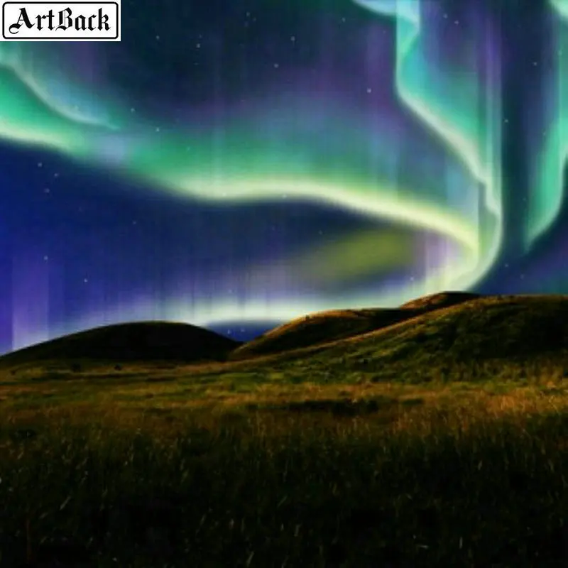 5d diy Алмазная картина Аврора borealis пейзаж Картина полный квадрат дрель Стикер