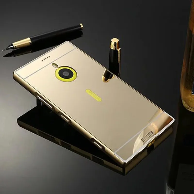 Для Nokia Lumia 630 635 535 Роскошная позолоченная алюминиевая металлическая рамка+ зеркальный акриловый чехол, задняя крышка для Nokia 640 950