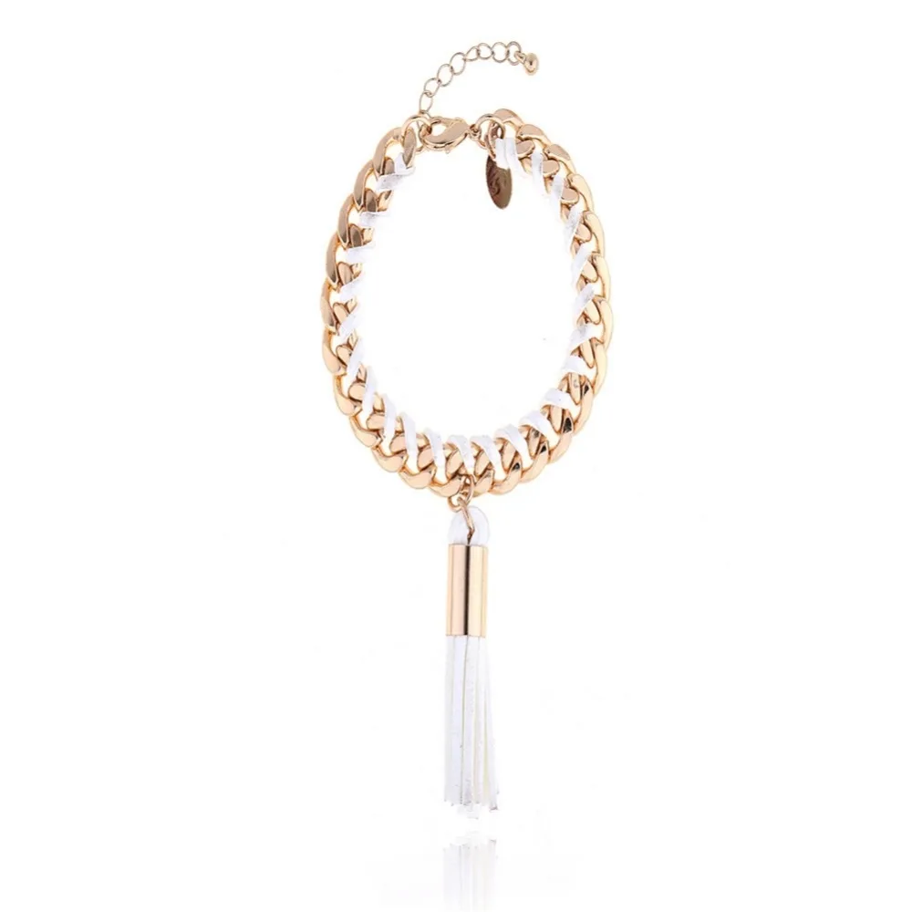 Модный Браслет Золотой Тон Цвета Плетеный Кожаный Для Женщин Девушки Удачи