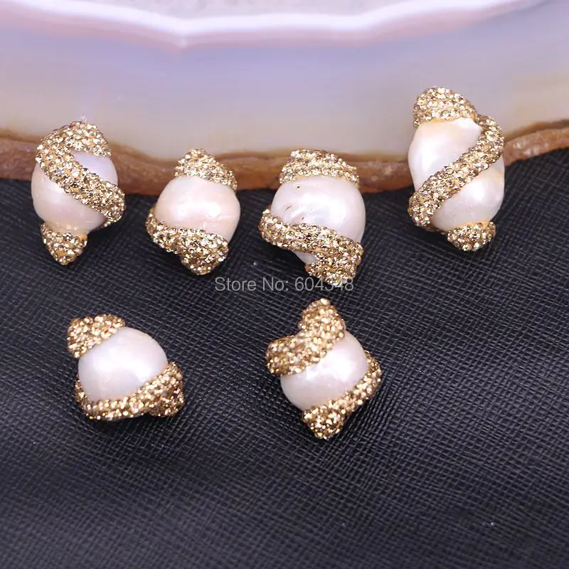 Бусины соединители для пресноводных жемчужин 10 шт. ПАВЕ Стразы натуральные