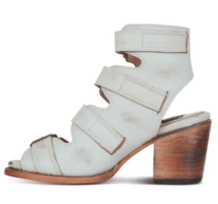 Женские ботильоны туфли лодочки на высоком массивном каблуке Винтажные с