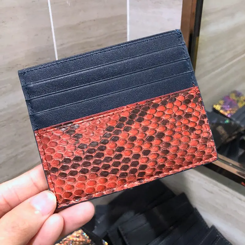 Orange Card Holder CAJIFUCO ультратонкие из натуральной кожи питона кожаный держатель для кредитных карт держатель для карт из натуральной кожи - Цвет: Orange Card Holder
