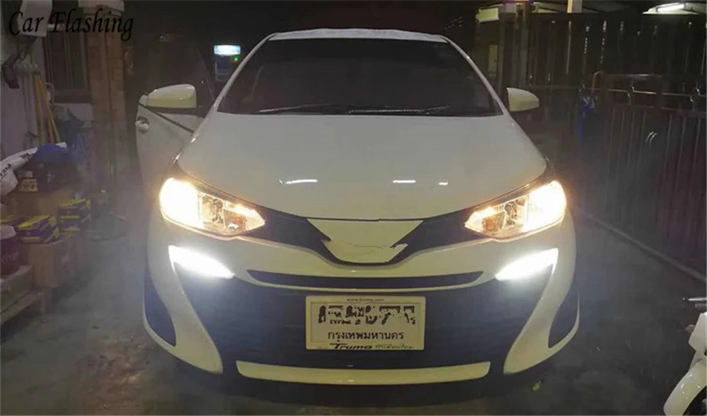 Автомобиль мигает 1 комплект DRL Светодиодный дневной ходовой свет задний бампер свет задние тормозные огни свет для Toyota Yaris