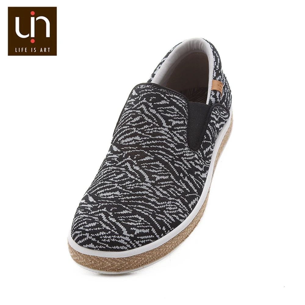UIN Tijuana Design Knitted Casual Men Sneakers Breathable Slip-on Shoes Black/Blue Colors Male Loafers | Обувь