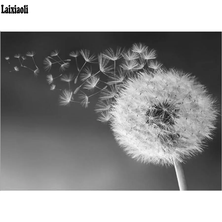 

Diamond Painting Full Square Diamond "Dandelion" 3D Embroidery Cross Stitch Rhinestone 5D DIY Mosaic Decor black white art decor