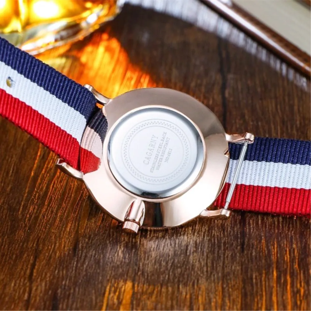 Модные женские часы CAGARNY браслет с нейлоновым ремешком кварцевые спортивные