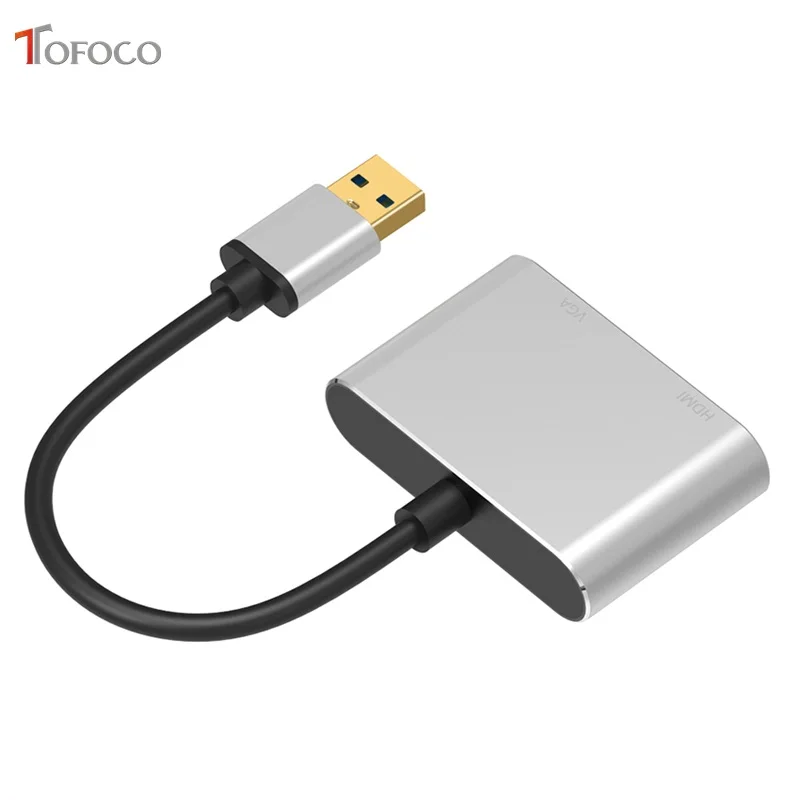 Адаптер TOFOCO USB3.0 HDMI VGA 4K HD 1080P многоэкранный 2 в 1 преобразователь USB аудио и