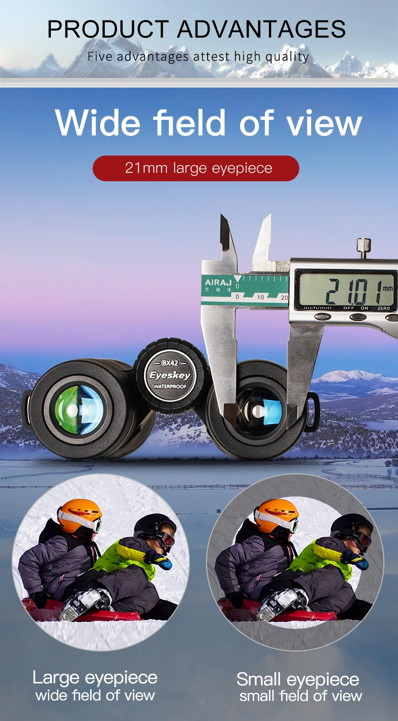 Eyeskey 10x42 IPX7 водонепроницаемый бинокль Bak4 Призма Оптика Высокая мощность телескоп для кемпинга Охота Открытый 2 цвета