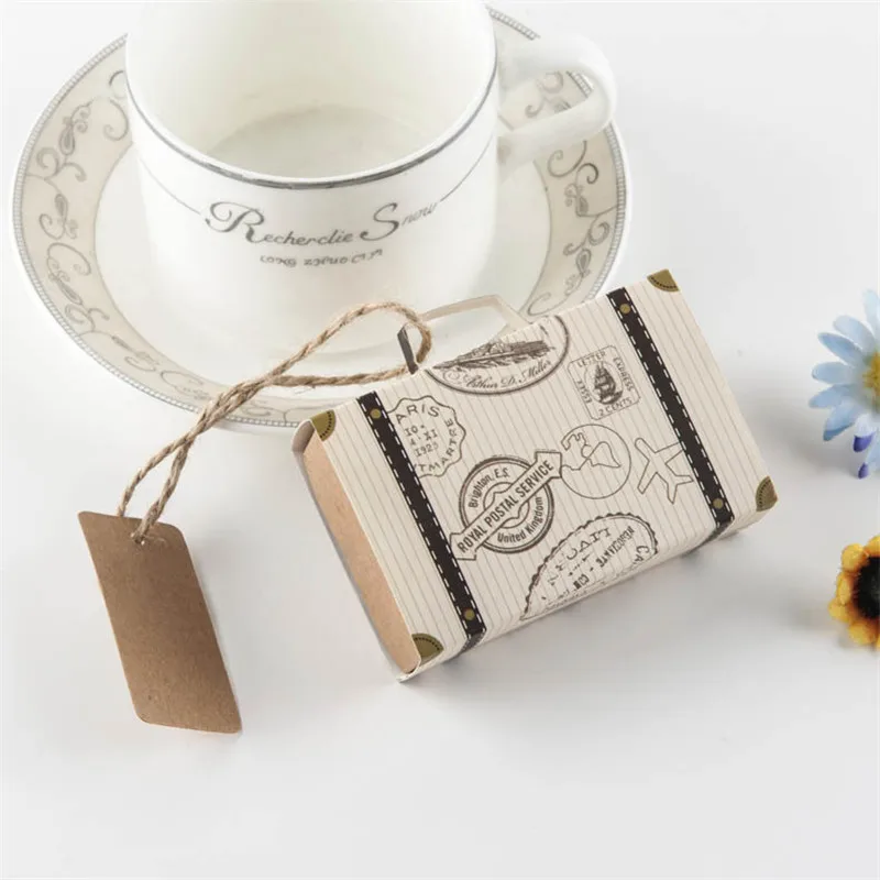 Мини бумажная коробка для багажа 10 шт./лот конфет сделай сам с веревкой и