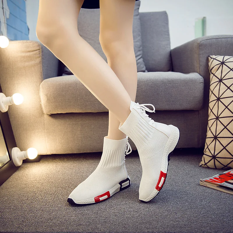 Для женщин носок сапоги 2018 новые ткани стрейч обувь женские Туфли на плоской