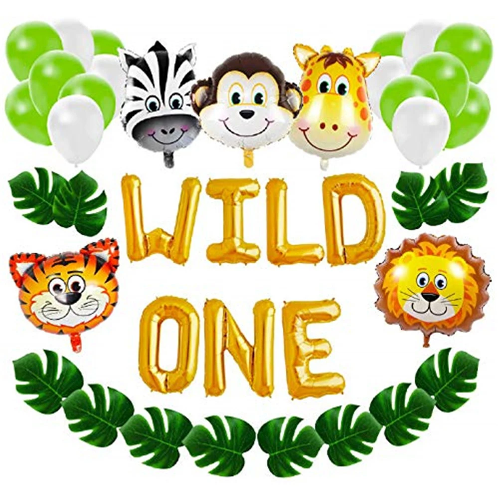 Детские праздничные украшения: воздушные шары набор WILD ONE надувные маленькая первый день рождения идеальный шар Декор Комплект новорожденных тема баннер для вечеринки