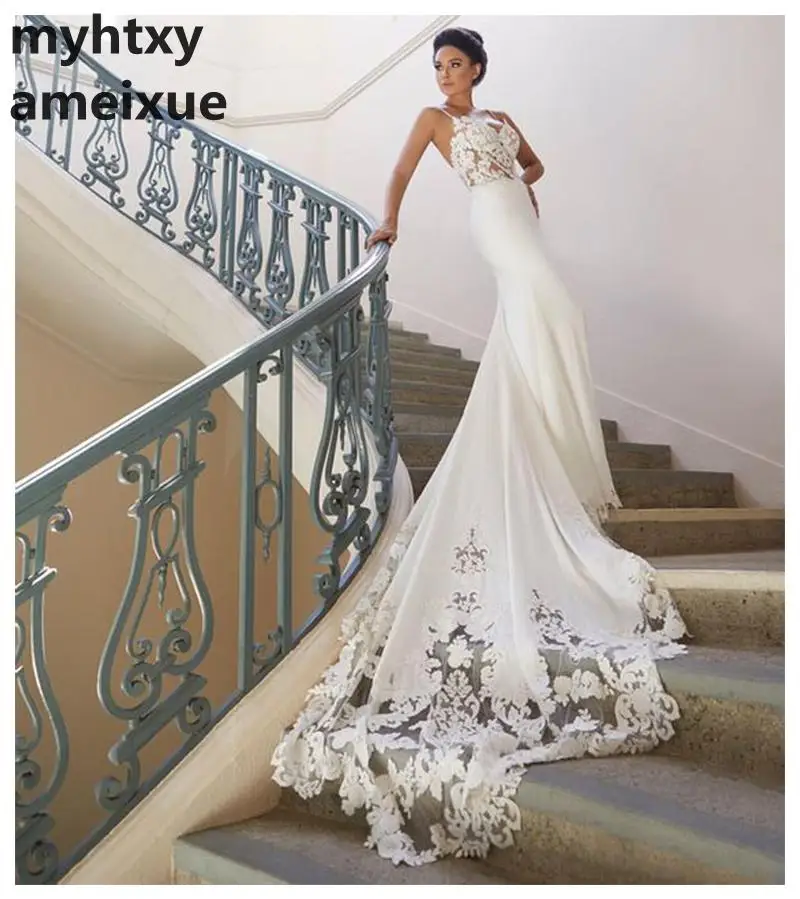 

Sexy Mermaid Wedding Dress Long Sleeves 2020 Vestidos De Novia Vintage Lace Sweetheart Neck Bridal Gown Backless Wedding Gowns