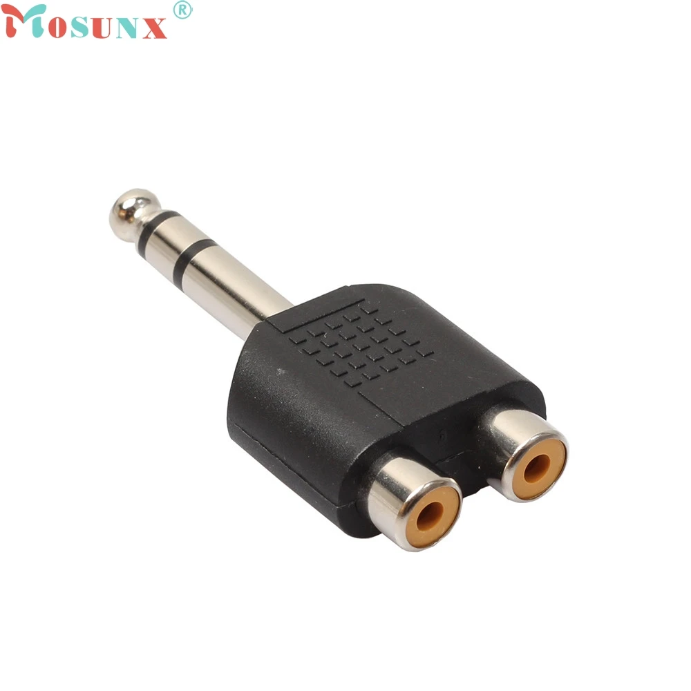 Изящный 6 35 мм аудио стерео штекер разъем к 2 двойным RCA адаптера JAN24|adapter rca|dual plugsocket
