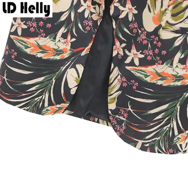 LD Helly Винтаж Для женщин Пиджаки для куртка мода листьев цветочные печатных Офис