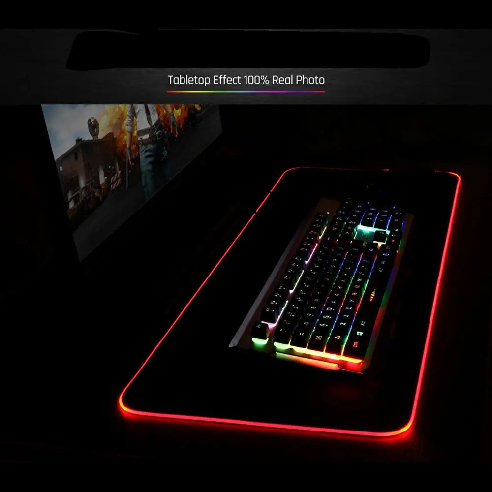 2 размера большой светодиодный RGB коврик для мыши USB Проводное освещение игровой