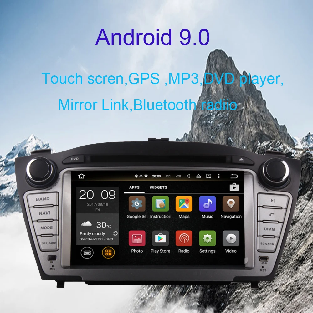 Восьмиядерный HD " Android 9,0 автомобильный dvd-плеер gps для hyundai IX35 Tucson 2009- Автомобильный gps радио, аудио и видео мультимедийный dvd-плеер