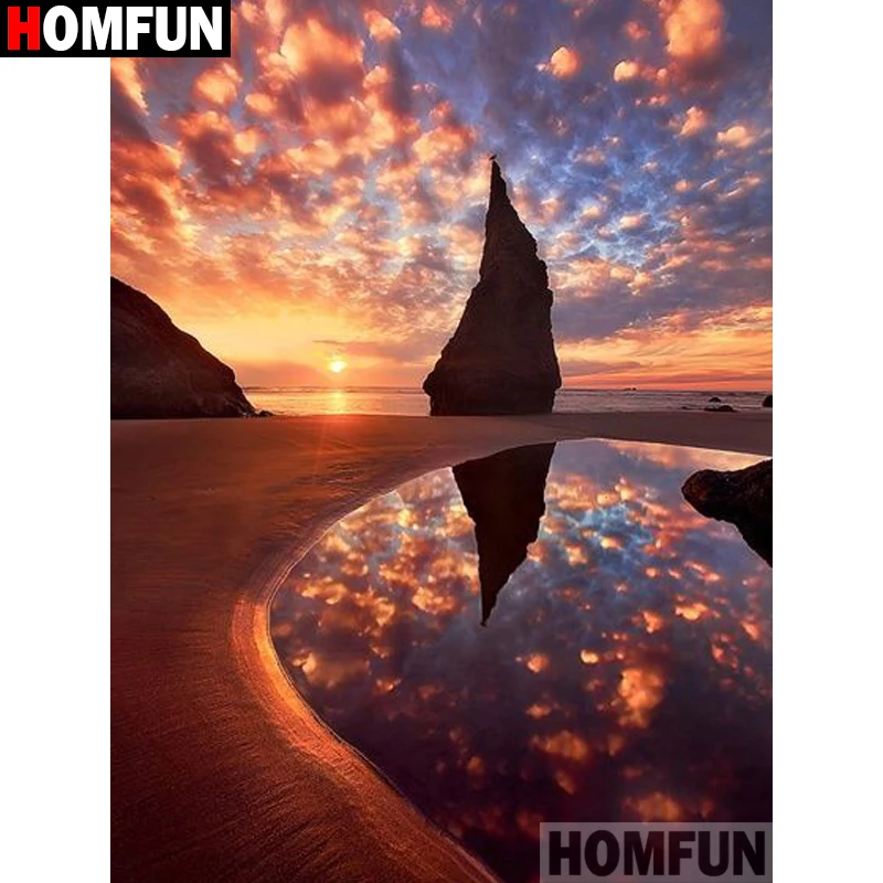 Алмазная живопись HOMFUN A17881 картина закат с полными квадратными/круглыми стразами